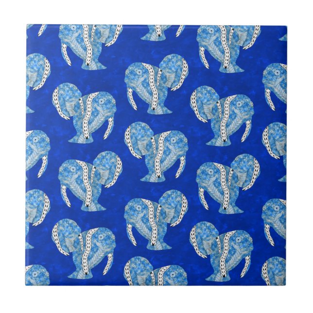 Ocean Blue Tribal Tattoo Manatees Kakelplatta (Framsidan)