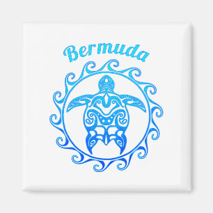 Ocean Blue Tribal Turtle Bermuda Magnet