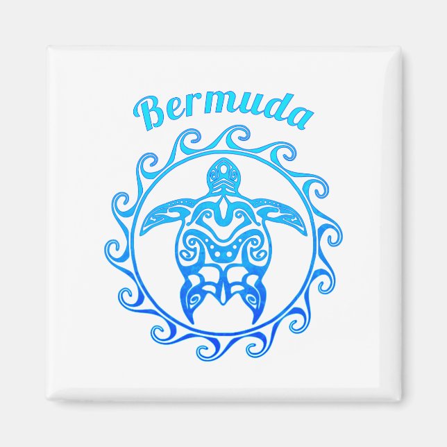 Ocean Blue Tribal Turtle Bermuda Magnet (Framsidan)