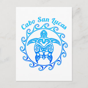 Ocean Blue Tribal Turtle Cabo San Lucas Vykort