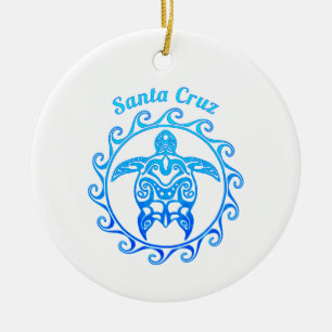 Ocean Blue Tribal Turtle Santa Cruz Julgransprydnad Keramik
