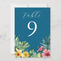 Ocean Blue Tropical Flowers Greenery Bordsnummer