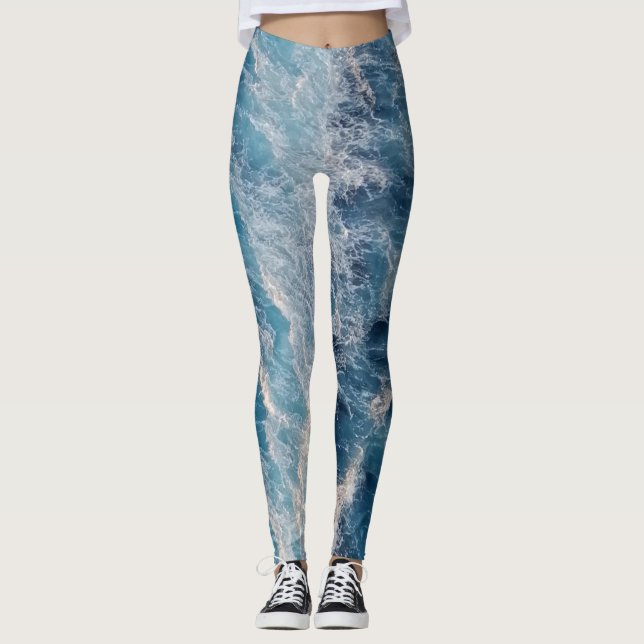 Ocean Blue Vågar Leggings (Framsida)