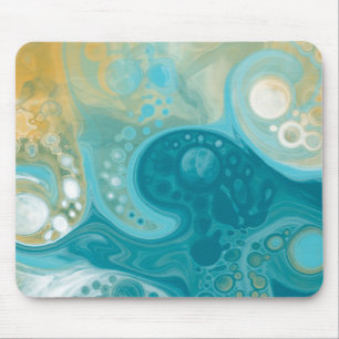Ocean Blue Vågar och Sandy Brown Fluid Art Musmatta