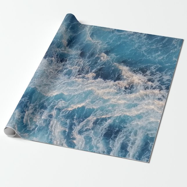 Ocean Blue Vågar Presentpapper (Utrullad)