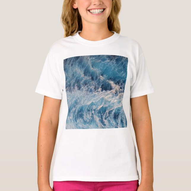 Ocean Blue Vågar T Shirt (Framsida)