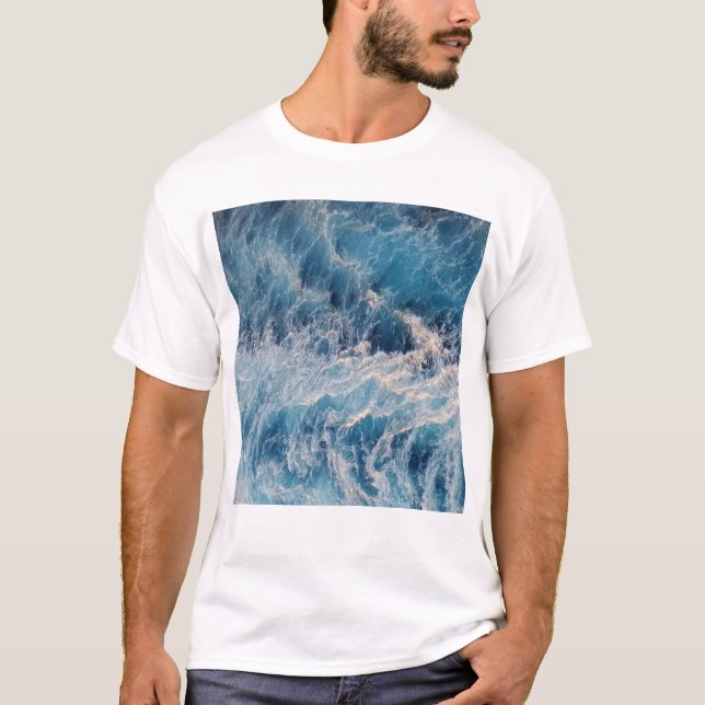 Ocean Blue Vågar T Shirt (Framsida)