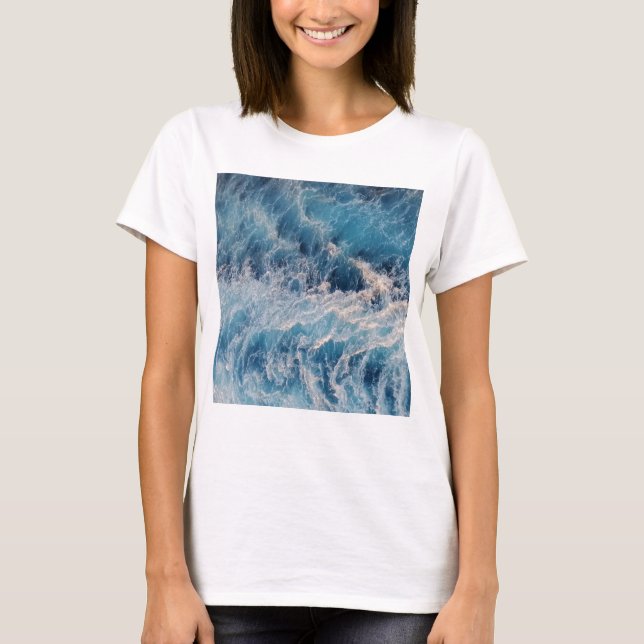 Ocean Blue Vågar T Shirt (Framsida)