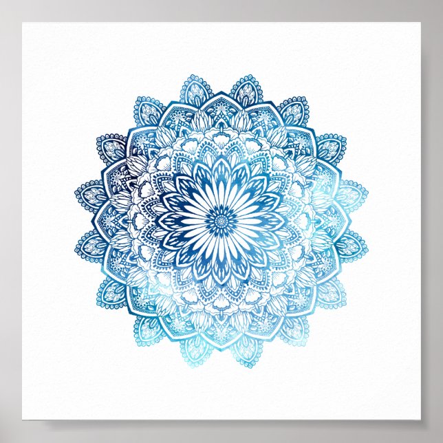 Ocean Blue Watercolor Mandala Poster (Framsidan)