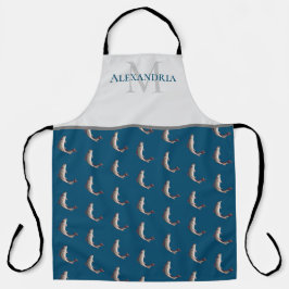 Ocean Blue White Monogram Namn Trout mönster