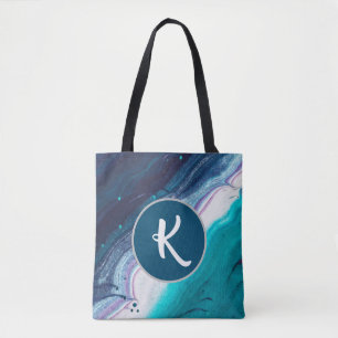 Ocean Blues Abstrakt Monogram Tygkasse