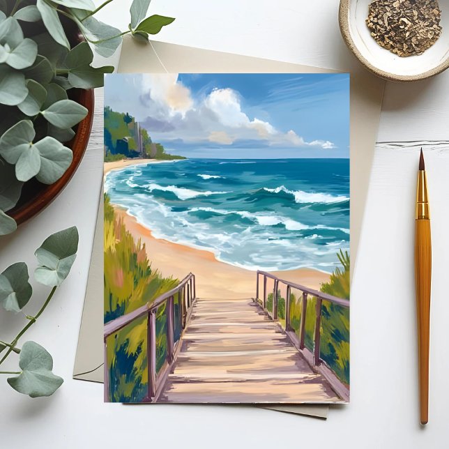 Ocean Boardpromenad | Beach Vågar Kust Vykort (Skapare uppladdad)