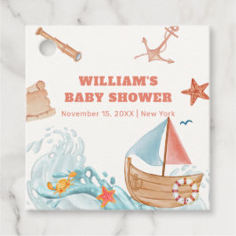 Ocean Boy Äventyr Sailboat Shower Gåvor Etiketter