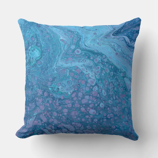 Ocean Breeze 3 Blue Purple Abstract Accent Pillow Kudde (Framsida)