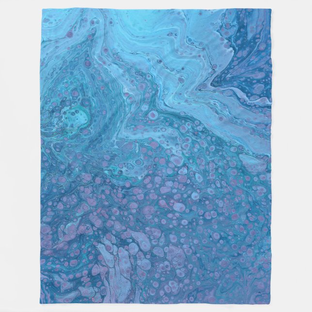 Ocean Breeze 3 Soft Blue Purple Abstract Blanket Fleecefilt (Framsidan)