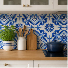 Ocean Breeze Ceramic Watercolor Blue Mosaic Kakelplatta