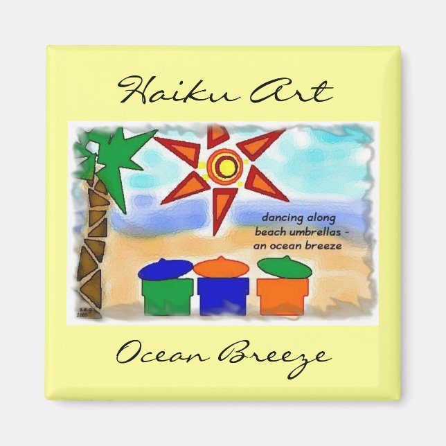 Ocean Breeze Haiku Art Magnet (Framsidan)