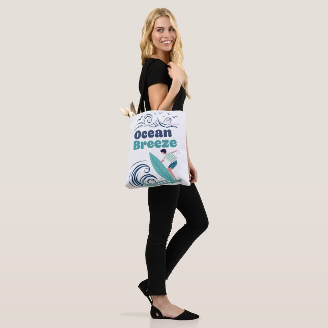 Ocean Breeze Surfa Art Tote Bag Tygkasse (På modell)