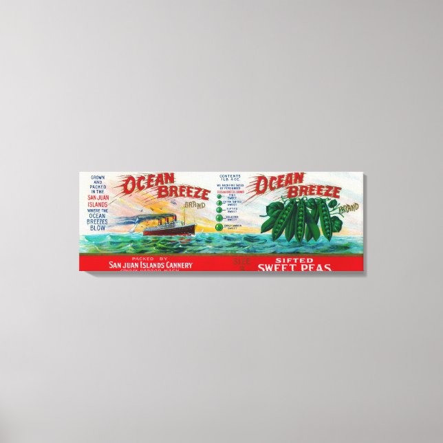 Ocean Breeze Sweet Peas Label Canvastryck (Framsida)