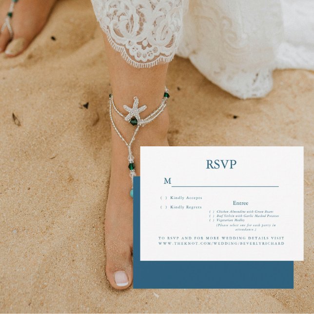 Ocean Breeze Teal Middagsval Bröllops RSVP-kort OSA Kort (Skapare uppladdad)