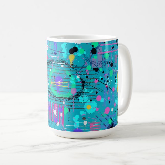 Ocean Bubbles: Maximalist Art Kaffemugg (Framsida höger)
