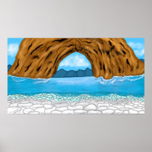 Ocean, Canyon och Mountains Digital Art Poster