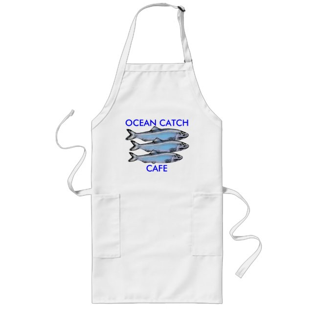 OCEAN CATCH CAFE - Färsk fisk Långt Förkläde (Framsidan)