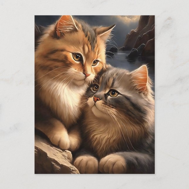 Ocean Cats Valentine/Anniyear Hälsning vycard Helg Vykort (Framsida)