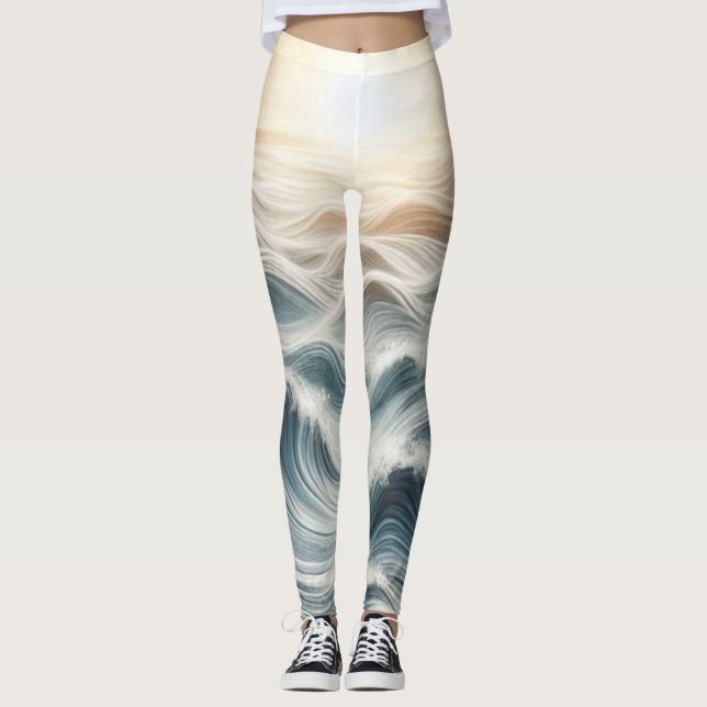 Ocean Chaos Sunset Yoga Leggings (Framsida)
