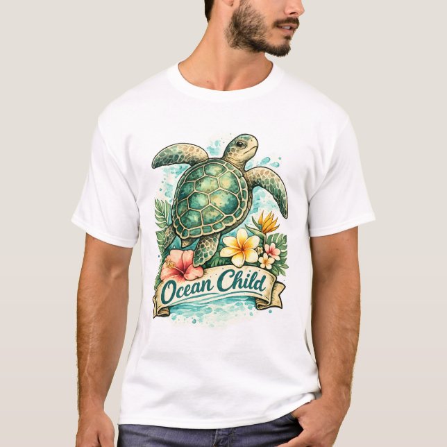 Ocean Child Vintage Havssköldpadda T Shirt (Framsida)