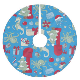 ocean christmas octopus mailbox santa jellyfish julgransmatta borstad polyester