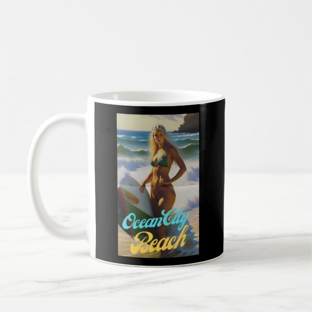 Ocean City Beach Maryland Parasdise Bevackra Kaffemugg (Vänster)