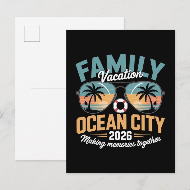 Ocean City Beach Meddelande Vykort (Fram/baksida)