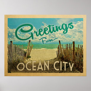 Ocean City Beach Vintage resor Poster