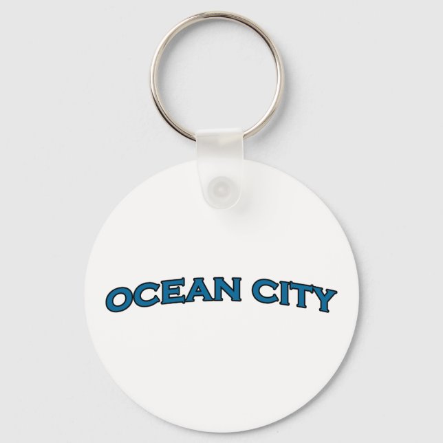 Ocean City Maryland Arched Text Logotyp Nyckelring (Framsida)