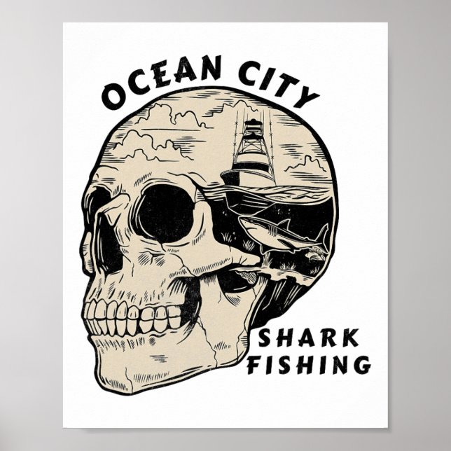 Ocean City Maryland Beach Shark Fishing Salt  Poster (Framsidan)