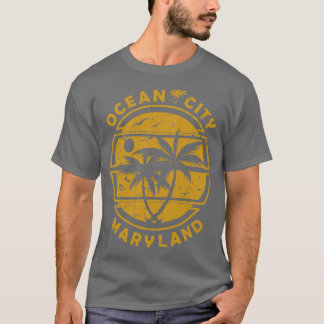 Ocean City Maryland Beach Summer Handflatan Träd T Shirt