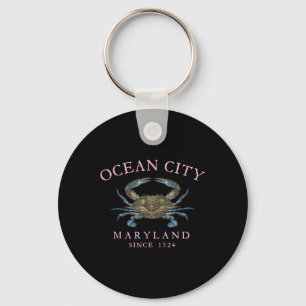 Ocean City Maryland Blå Krabba Sedan 1524 Valvd Pi Nyckelring