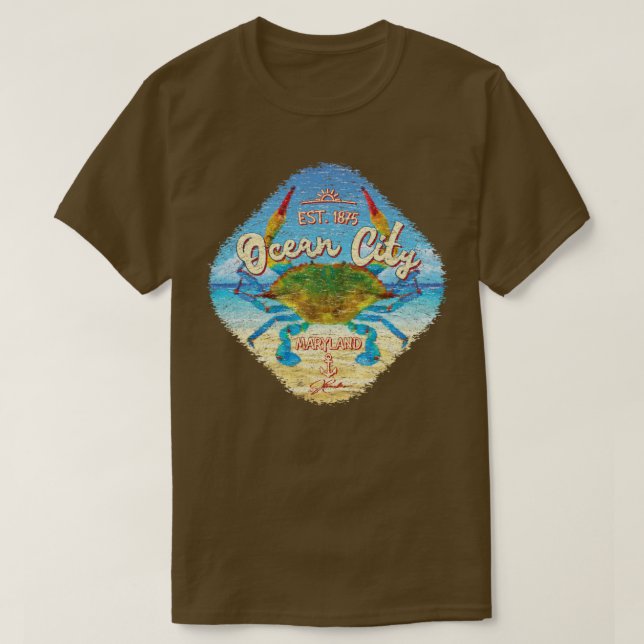 Ocean City Maryland Blue Crab på Beach T Shirt (Design framsida)