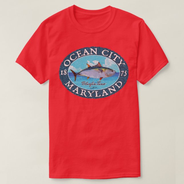 Ocean City Maryland Blue Tonuna T Shirt (Design framsida)