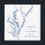 Ocean City Maryland Chesapeake Bay Karta Bröllop Magnet<br><div class="desc">Snabb och enkel beställning! De här Ocean City,  Maryland karta-magneterna gör underbara Maryland-badbröllop-favoriter till att inkludera välkomstpåsar för bröllopssäckar i Ocean City-målet. Flytta hjärtat genom att klicka på "Redigera med design verktyg" under "Anpassa". En karta i Chesapeake Bay med ett hantverk av kustnära Karta</div>