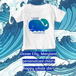 Ocean City Maryland Colorful Whale T Shirt