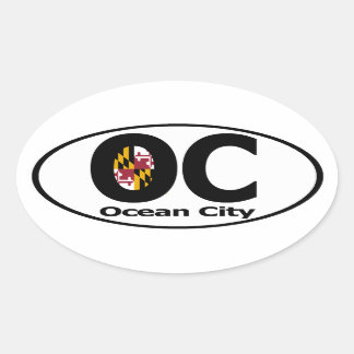 Ocean City Maryland Decal (uppsättning 4) Ovalt Klistermärke