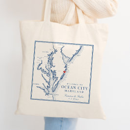 Ocean City Maryland Elegant Navy Bröllops Välkomst Tygkasse