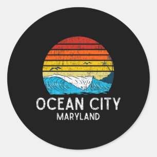 Ocean City Maryland Md Vintage Beach Ocean Family Runt Klistermärke