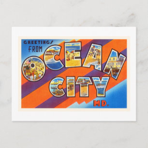 Ocean City Maryland MD Vintage resor vykort- Vykort