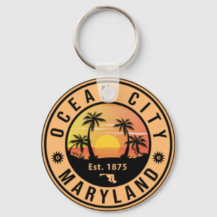 Ocean City Maryland Retro Sunset Souvenirs 60 Nyckelring