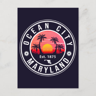 Ocean City Maryland Retro Sunset Souvenirs 60 Vykort