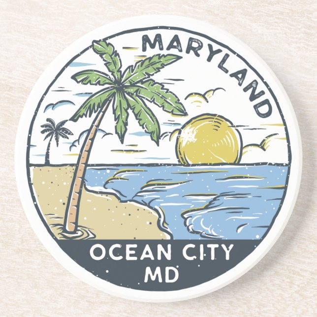 Ocean City Maryland Vintage Underlägg (Framsidan)