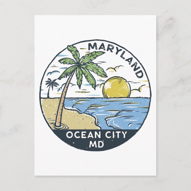 Ocean City Maryland Vintage Vykort (Framsida)